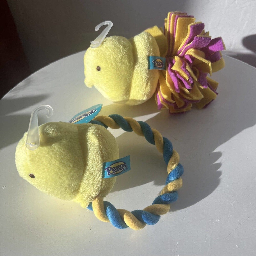 PEEPs Dog Yellow Toys Lot of 2, NWT, PEEP birds, Easter Toys, Easter Basket Dogs